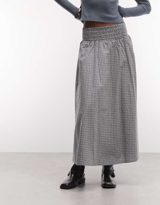 COLLUSION elasticated waist maxi skirt in grey check, 2 of 5