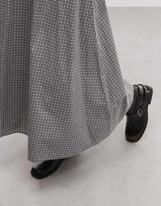 COLLUSION elasticated waist maxi skirt in grey check, 5 of 5