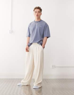 COLLUSION – Elegante Hose aus Webstoff und Leinen in Steinbeige - view 1