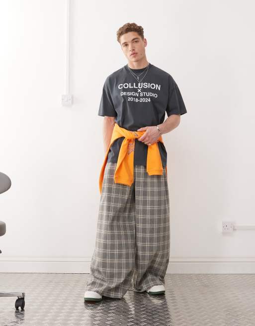 COLLUSION – Elegante karierte Hose mit weitem Bein