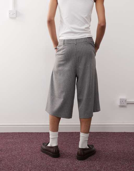 COLLUSION – Elegante Longline-Shorts in Steingrau mit Nadelstreifen, Kombiteil, 4 von 5