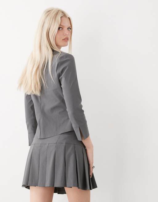 COLLUSION - Elegante mini-kilt van bengaline in grijs, deel van co-ord set, 4 van 5