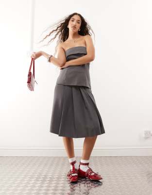 COLLUSION - Eleganter Kilt in Grau mit Falten, Kombiteil