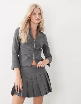 COLLUSION - Eleganter Mini-Kilt aus Bengaline in Grau, Kombiteil