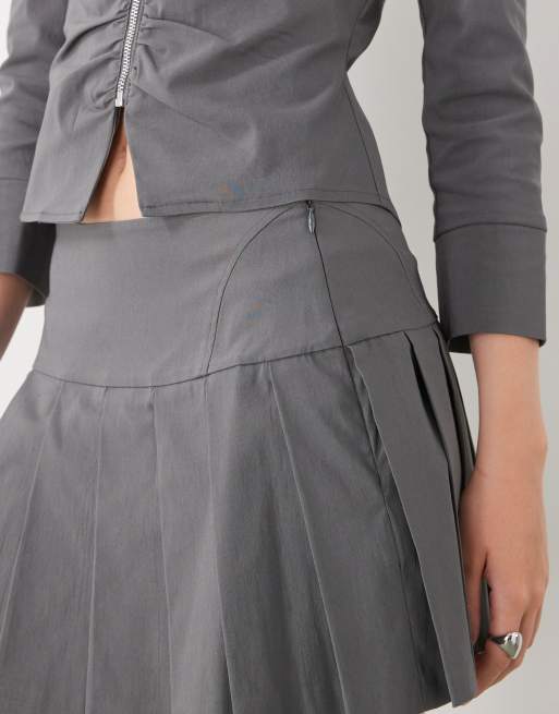 COLLUSION – Eleganter Mini-Kilt aus Bengaline in Grau, Kombiteil, 3 von 5