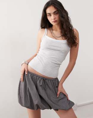 COLLUSION elevated double layer cami top-Gray