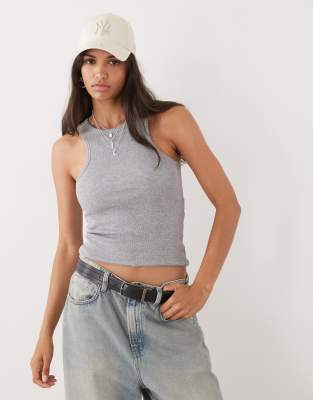 Collusion COLLUSION elevated double layer structured racer vest in grey