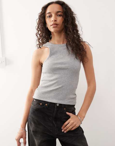 COLLUSION elevated double layer structured racer vest in grey - view 1