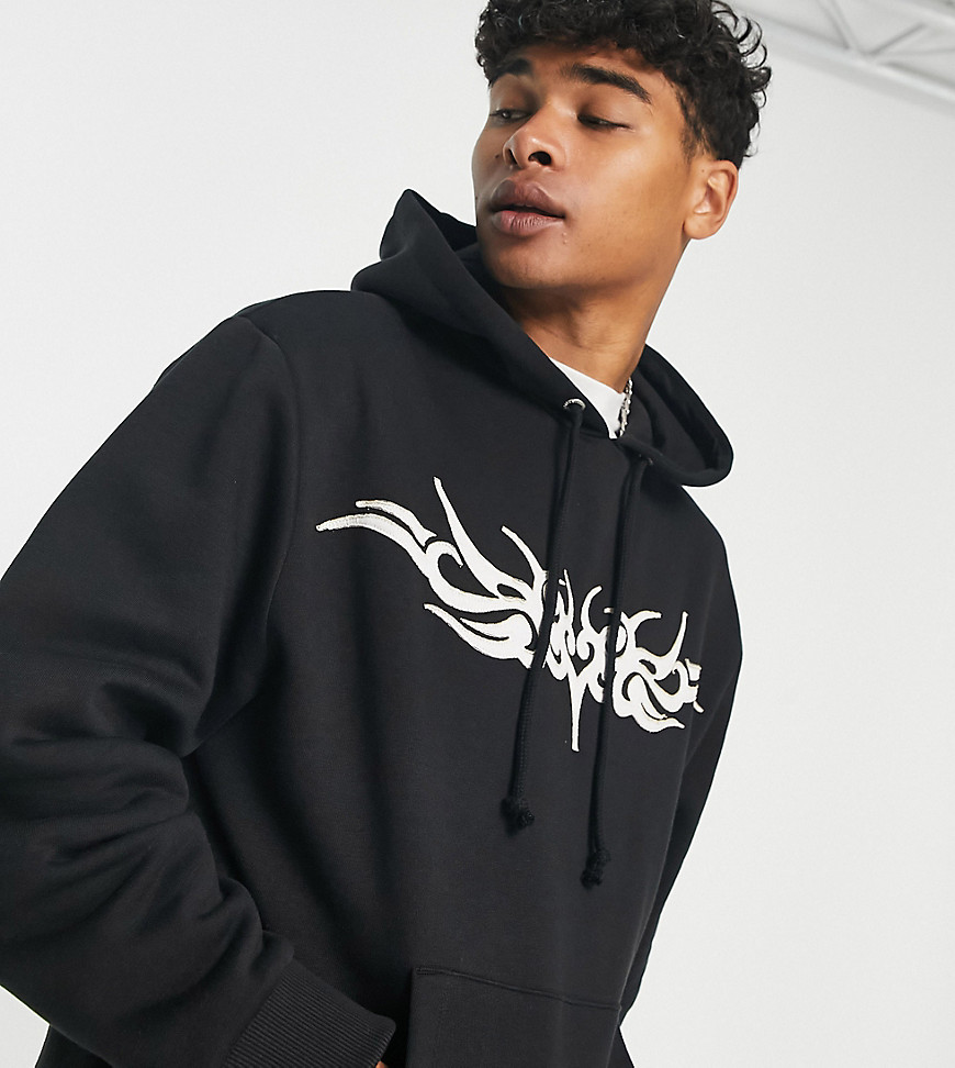Collusion Embroidered Hoodie In Black