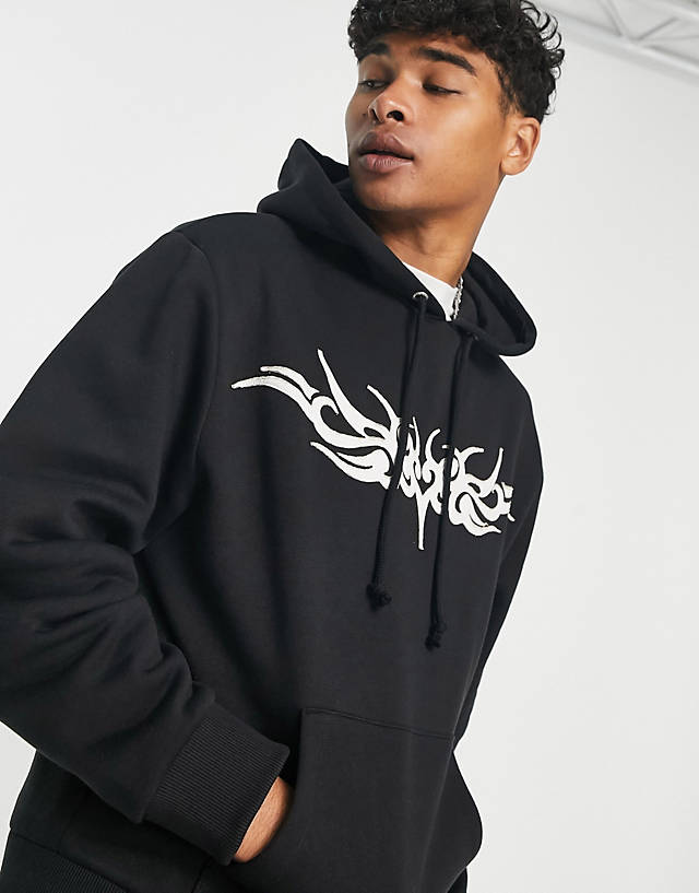 Collusion - embroidered hoodie in black