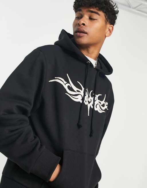 Black store embroidered hoodie