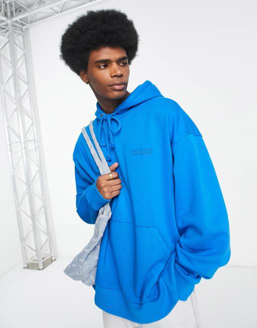 COLLUSION embroidered logo hoodie in bright blue