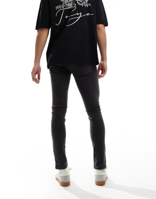 COLLUSION – Eng geschnittene Jeans in verwaschenem Schwarz mit mittelhohem Bund, 2 von 5