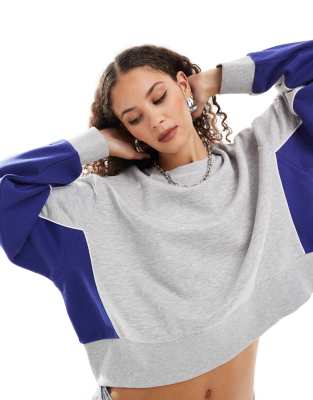 Collusion Essential Sweatshirt With Navy Panels-gray