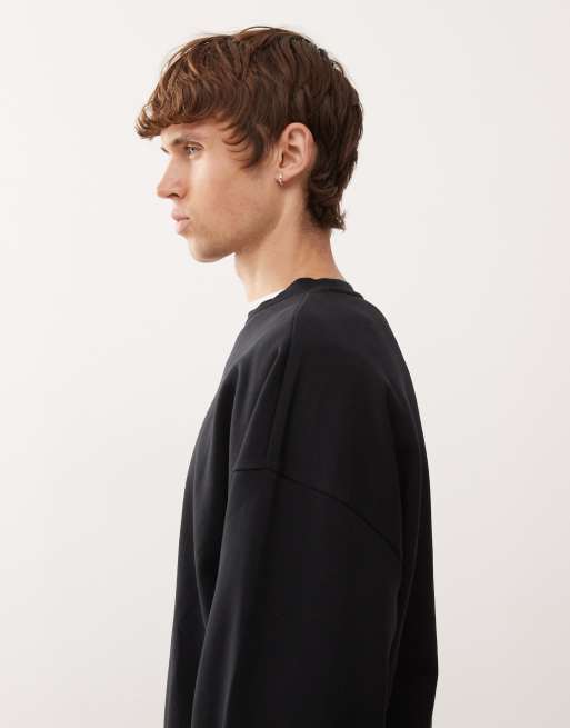 COLLUSION Essentials boxy oversized sweatshirt in black , 4 of 5