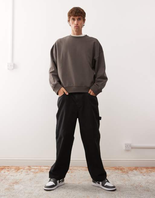 COLLUSION Essentials boxy oversized sweatshirt in charcoal gray