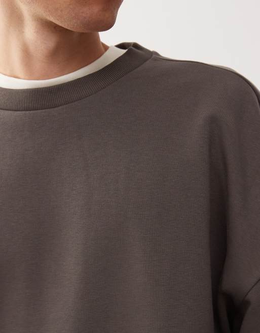 COLLUSION Essentials boxy oversized sweatshirt in charcoal grey, 5 of 5