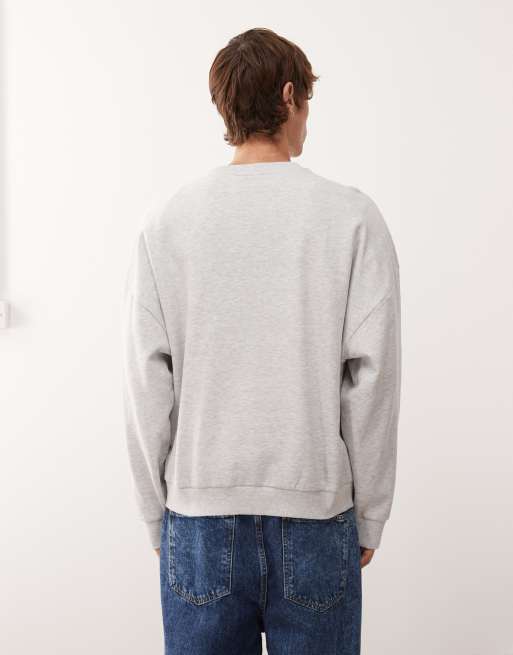 COLLUSION - Essentials - Felpa oversize squadrata grigio mélange, 3 di 5