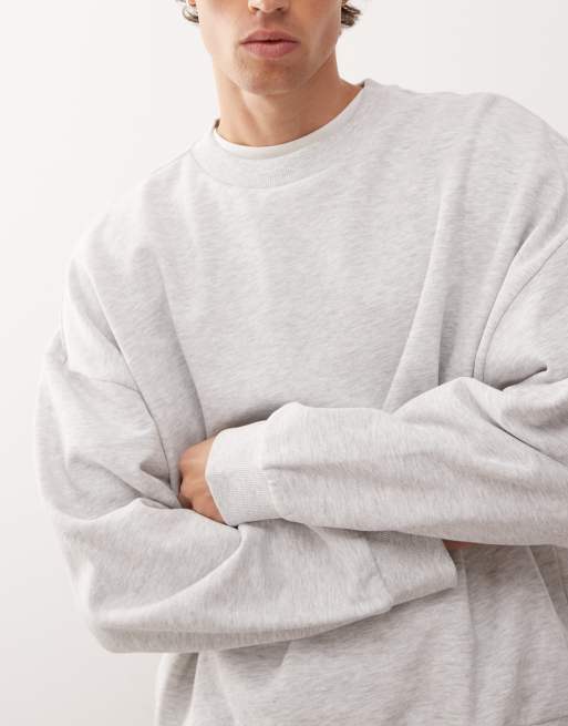 COLLUSION - Essentials - Felpa oversize squadrata grigio mélange, 5 di 5