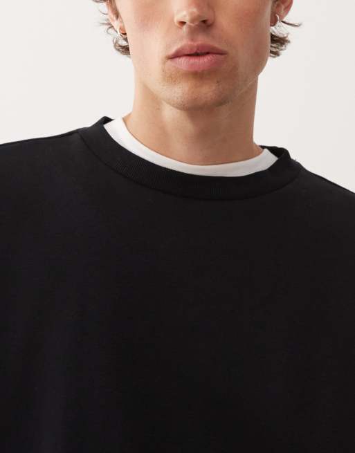 COLLUSION - Essentials - Sort oversized sweatshirt med firkantet pasform , 5 af 5