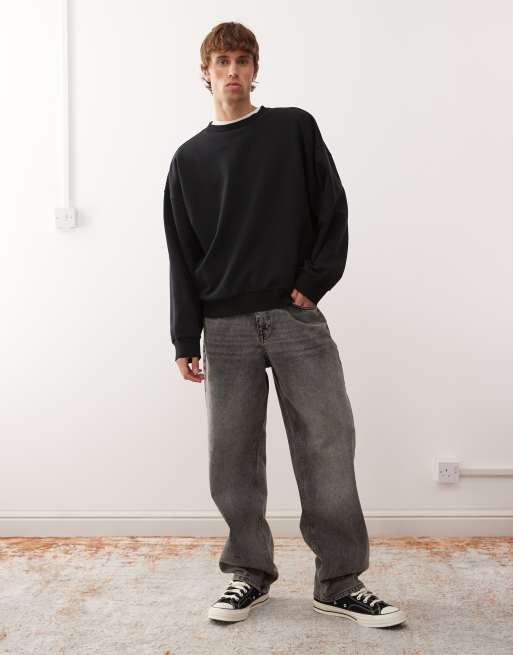 COLLUSION – Essentials – Svart sweatshirt i oversize med boxig passform , 2 av 5