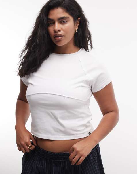 COLLUSION Plus exposed seam raglan t-shirt in white