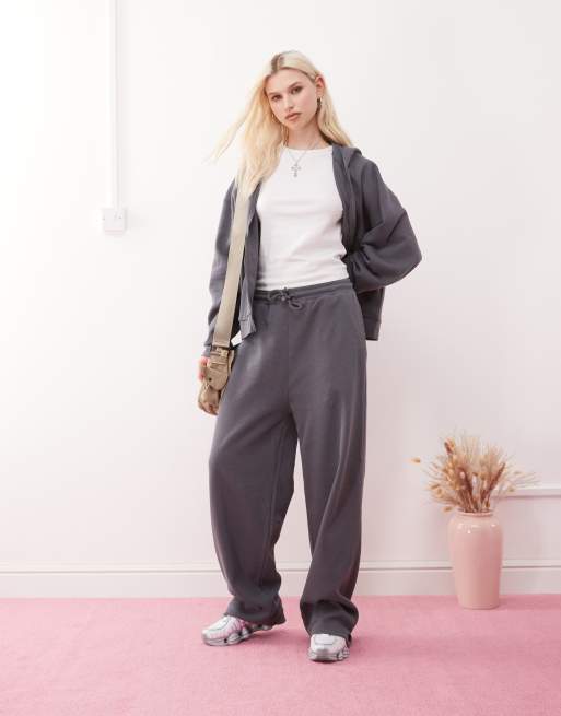 COLLUSION extreme oversized waffle trackies in charcoal (part of a set)