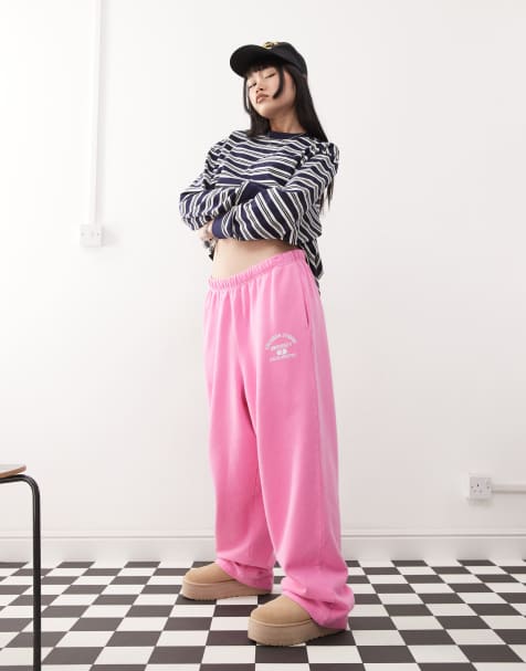 COLLUSION extreme relaxed sweatpants with logo in pink - view 1