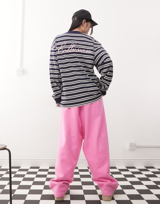 COLLUSION extreme relaxed trackies with logo in pink | ASOS