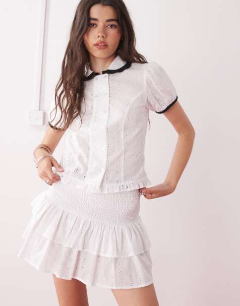 COLLUSION eyelet skirt in white - part of a set - view 1