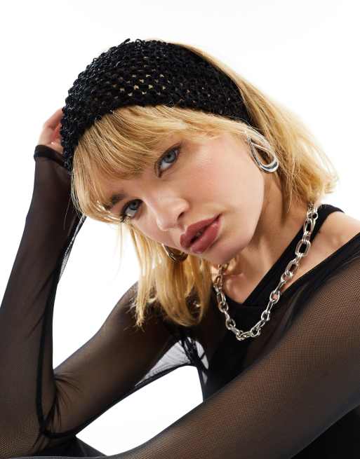 COLLUSION - Fascia per capelli y2k nera a rete