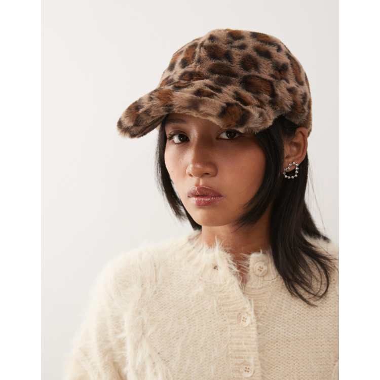 BREATH FAUX LEOPARD FUR CAP BROWN ブレス