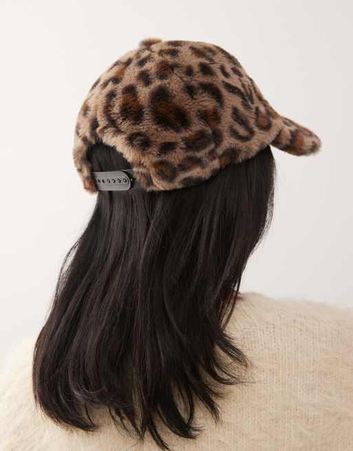 COLLUSION faux fur cap in leopard print | ASOS