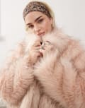 [Collusion] COLLUSION faux fur coat in pink-Brown 6 Pink