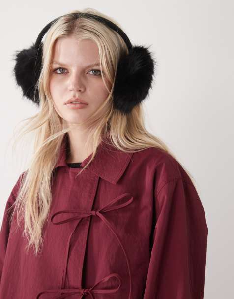 COLLUSION faux fur earmuffs in black - view 1