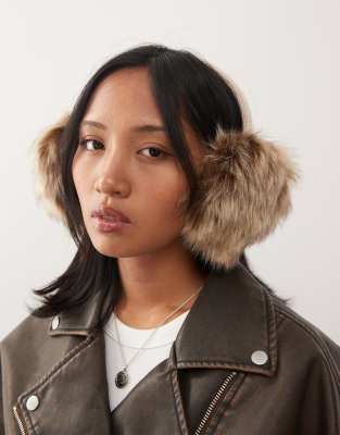 Collusion Faux Fur Earmuffs In Brown