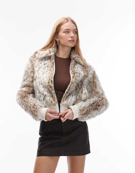 COLLUSION faux fur snow leopard print jacket - view 1