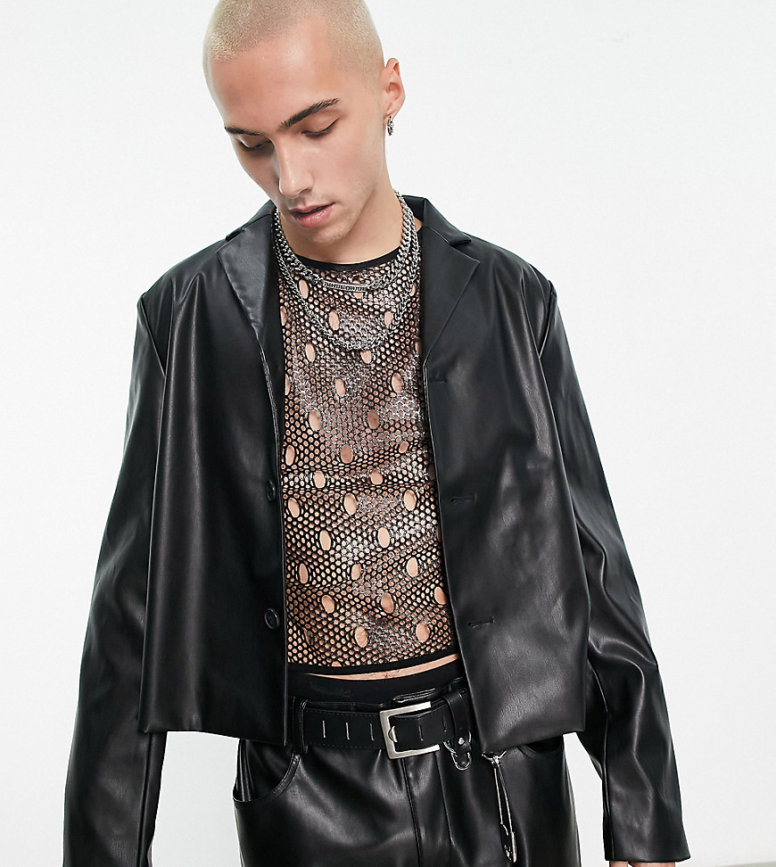 COLLUSION faux leather blazer in black co-ord