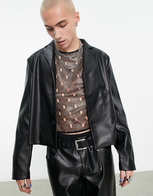 COLLUSION faux leather blazer in black - part of a set | ASOS