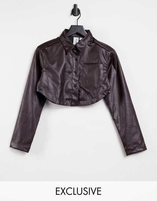 Faux Leather Cropped Shirt