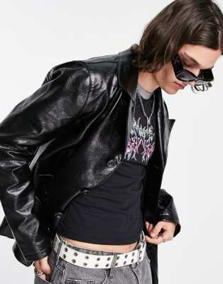Collusion Faux Leather Jacket In Black | ModeSens