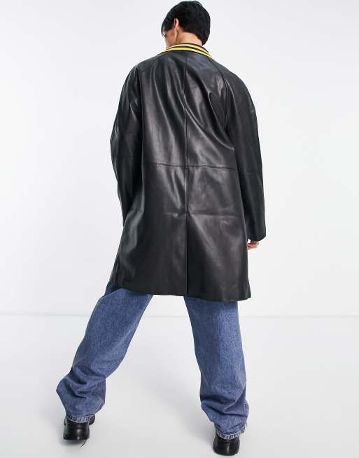 Mens imitation hotsell leather jacket