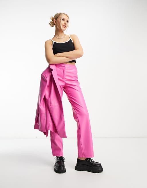 Pink hot sale pleather pants