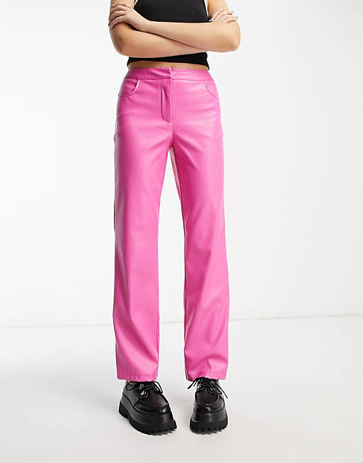 COLLUSION faux leather pants in pink - part of a set