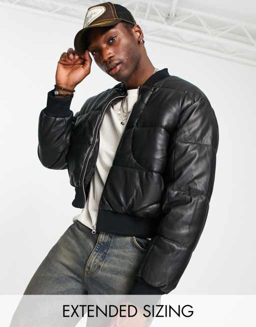 ASOS Quilted Bomber Jacket in Black for Men