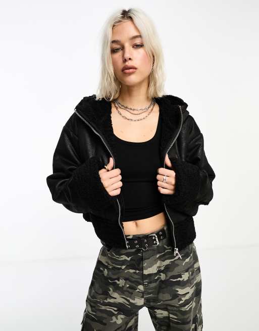 Black suede crop outlet jacket