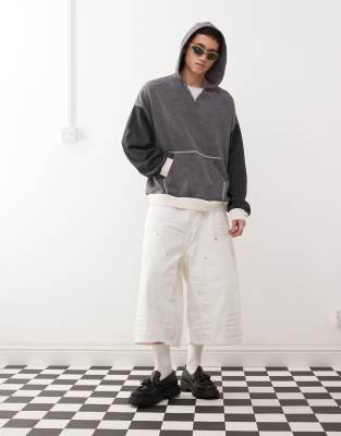 COLLUSION - Felpa con cappuccio oversize multicolore con stampa e motivo patchwork - view 1