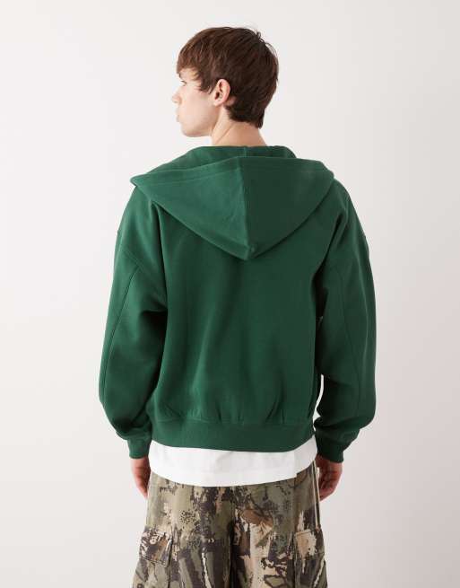 COLLUSION - Felpa con cappuccio verde con zip, 3 di 5