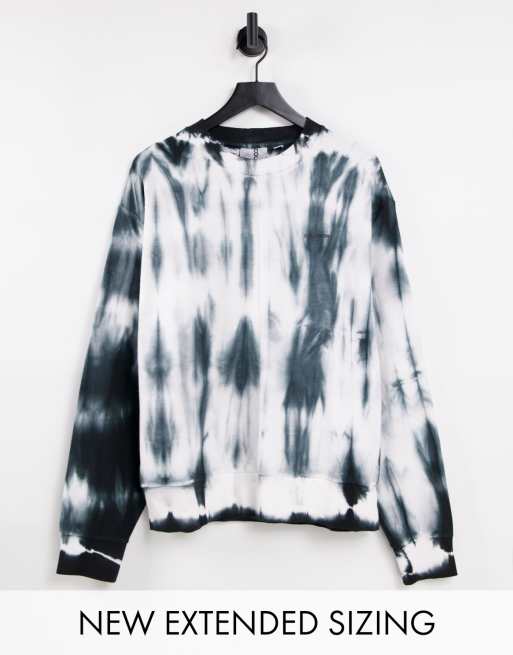 COLLUSION - Felpa nera e bianca tie-dye con pannelli sul retro in coordinato