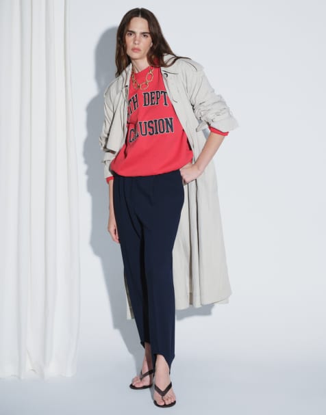 COLLUSION felpa squadrata con ricamo varsity rosso coordinato - view 1